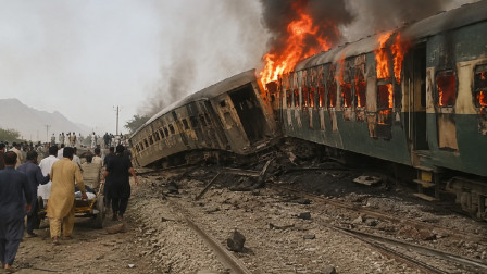 Massive Explosion on Railway Track Sparks Fire in Several Train Coaches in Balochistan