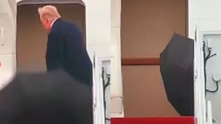 Donald Trump Struggles With Umbrella Again During Middle East Trip