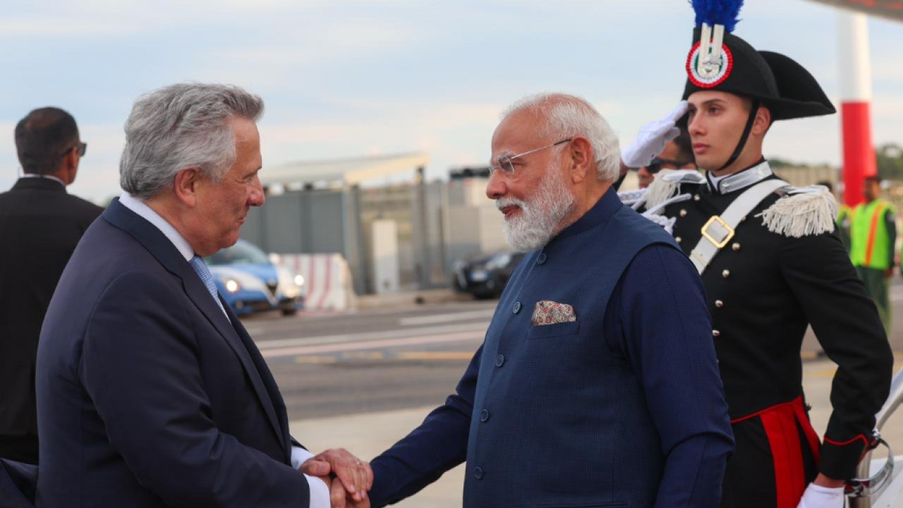 PM Modi Reaches Italy on Final Stop of Five-Nation Tour, Set to Meet Giorgia Meloni