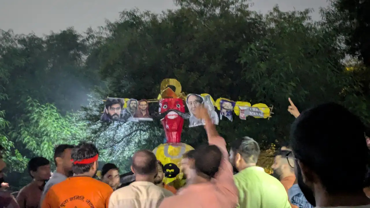 Clashes During Durga Idol Immersion At JNU: Ravan Effigy With Umar Khalid's Posters Burnt, Processio