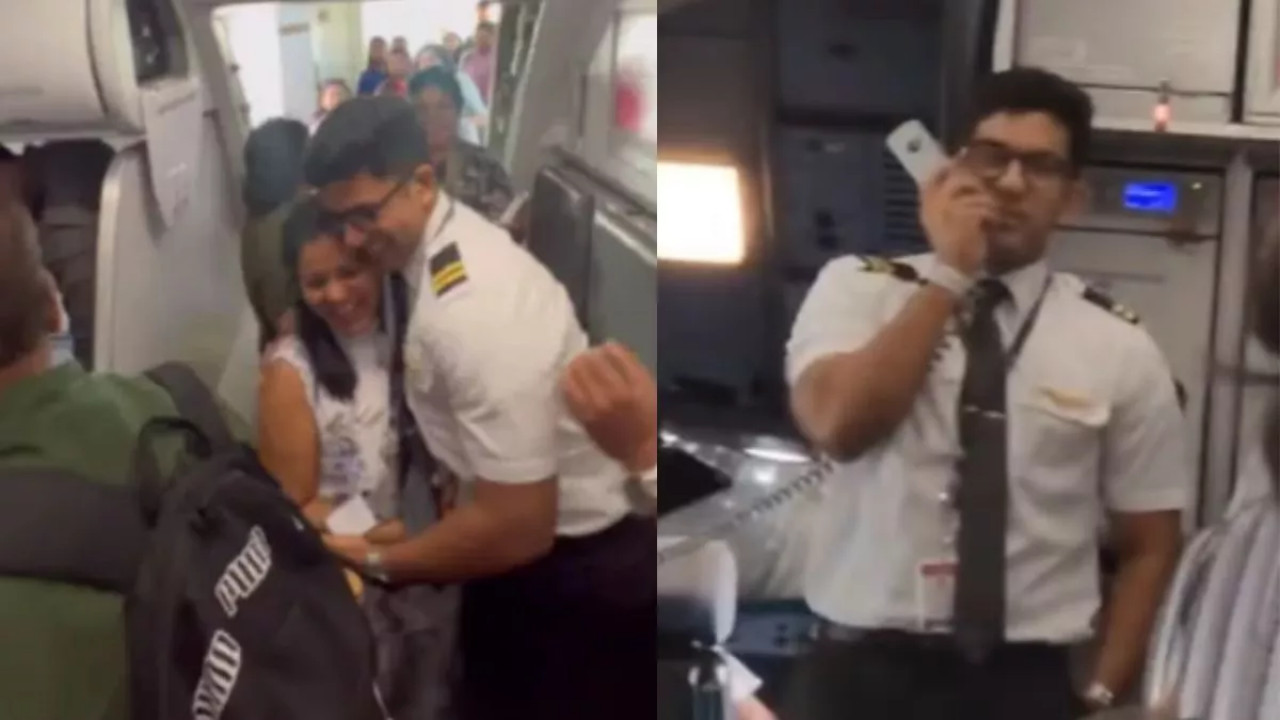 Emotional moment in flight