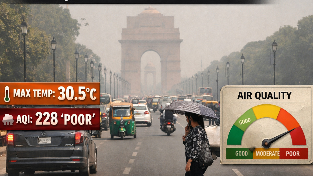 Delhi Temperature Climbs to 30.5°C, Air Quality Remains in ‘Poor’ Category