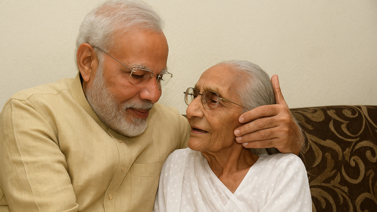 Modi with his mother, Heeraben Modi