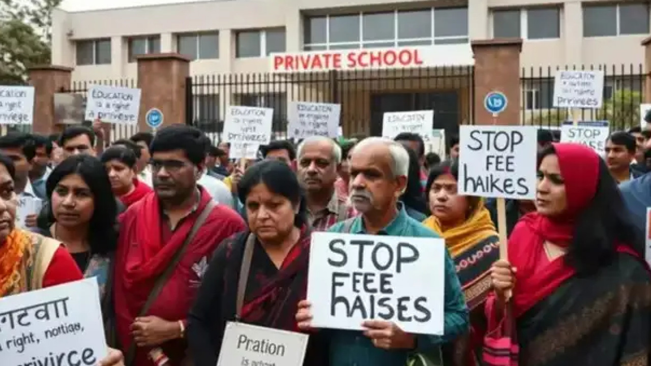 Protest in Delhi againts Schools