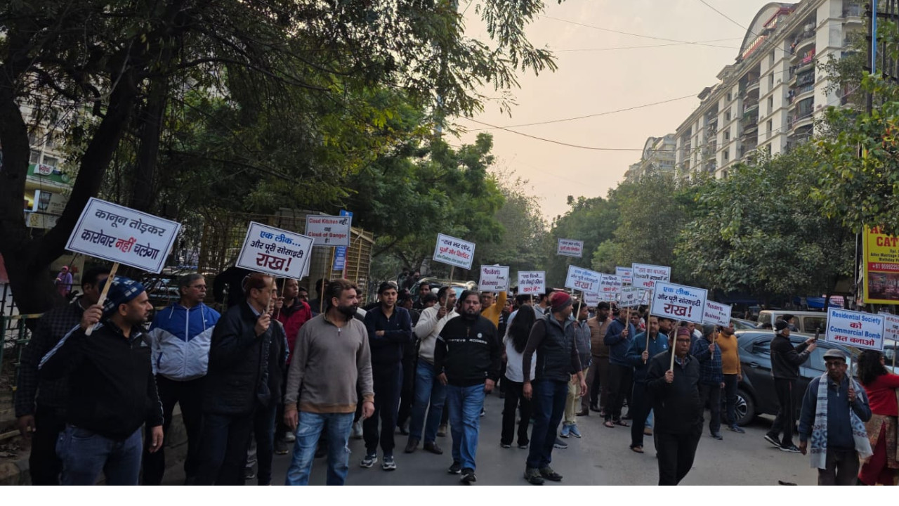 Residents of Sunrise Greens Hold Massive Rally Against Illegal Cloud Kitchens and Fire Hazards