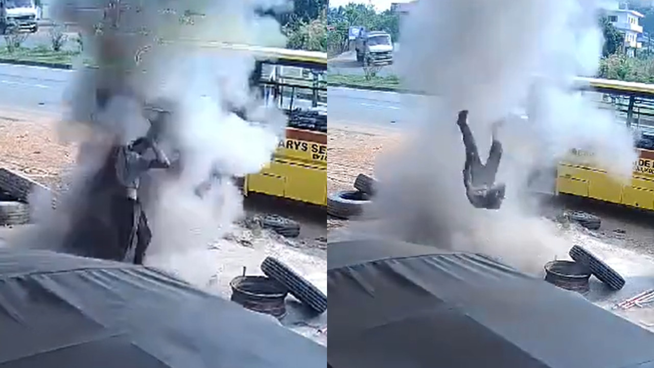 Udupi Mechanic Injured in Dramatic Tire Burst Incident
