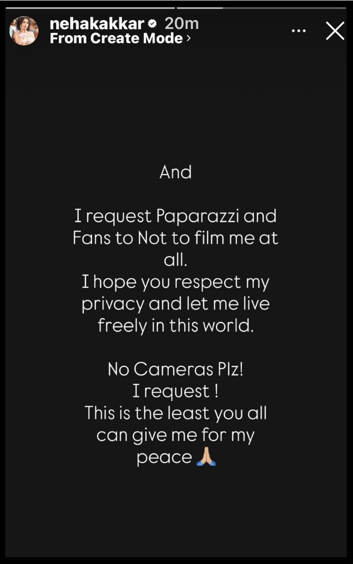 Neha Kakkar Instagram story