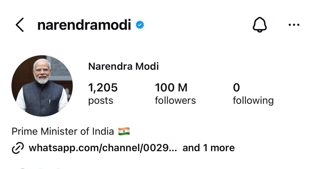 Prime Minister Narendra Modi joined Instagram in 2014.