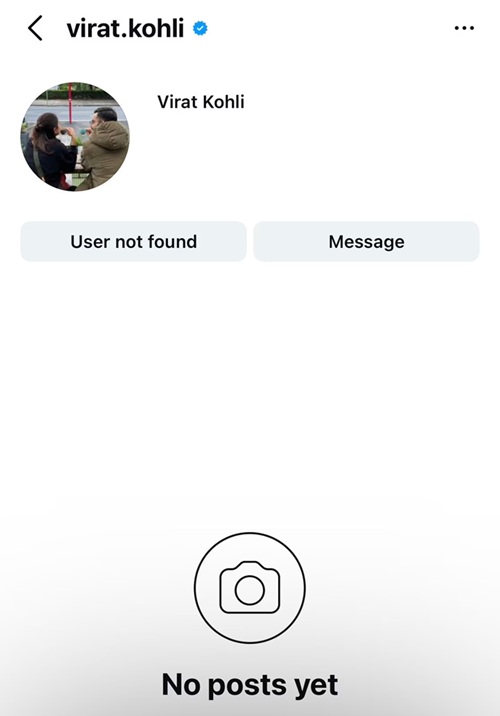 Virat Kohli Instagram account disappeared Virat Kohli Instagram account disappeared