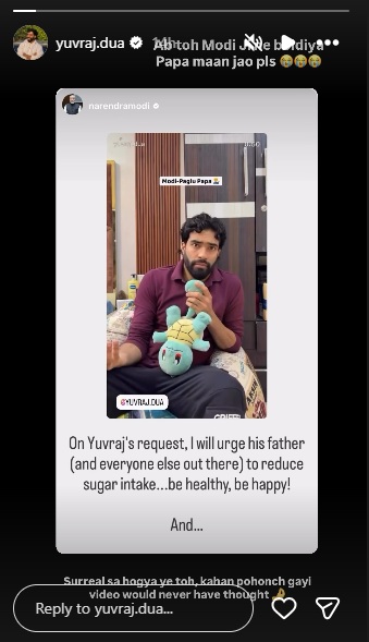 Yuvraj react to PM Modis post